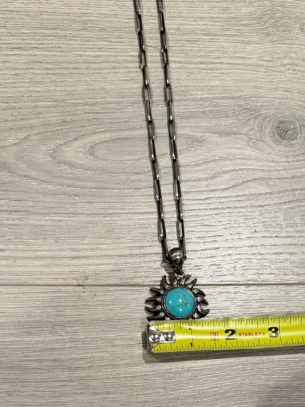 Turquoise Sunburst Pendant Necklace from Mexico - Picture 6 of 6